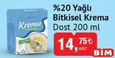 DOST %20 YAĞLI BİTKİSEL KREMA 200 ML